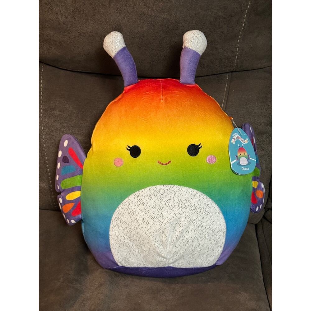 Squishmallows 12" Butterfly Plush Diana Rainbow Purple Stuffed Animal Pillow New